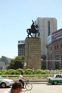 foto,tela,gratis,paisaje,fotografa,idea,Estatua de Emperor Kangxi, Estatua de bronce, Paseo a caballo, El emperador, Ch 'ing