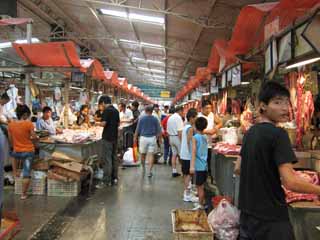 photo,material,free,landscape,picture,stock photo,Creative Commons,An eastern edge market, shop, market, butcher shop, Pork