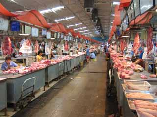 Foto, materiell, befreit, Landschaft, Bild, hat Foto auf Lager,Ein stlicher Randmarkt, Geschft, Markt, Metzgerei, Schweinefleisch