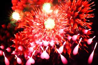 fotografia, materiale, libero il panorama, dipinga, fotografia di scorta,Mostra di fuochi artificiali di fiume di Tama, Fuoco artificiale che lanciano, la naturale scena od oggetto che aggiungono fascino poetico alla stagione dell'estate, Segnali fuoco, Luminosit