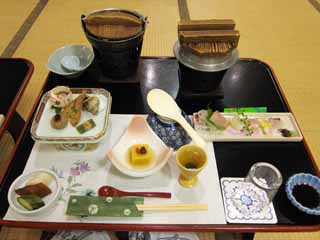 photo,material,free,landscape,picture,stock photo,Creative Commons,A low dining table, pot, pan, Hors d'oeuvres, Sashimi