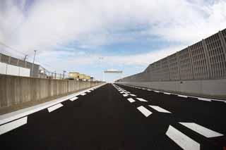 Foto, materiell, befreit, Landschaft, Bild, hat Foto auf Lager,Die Weltstdtische Schnellstrae, weie Linie, das Schalldmmen von Mauer, Autobahn, Asphalt