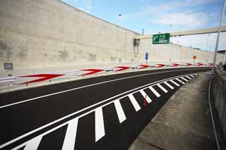 photo,material,free,landscape,picture,stock photo,Creative Commons,The Metropolitan expressway, white line, corner, highway, Asphalt