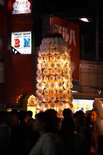 fotografia, materiale, libero il panorama, dipinga, fotografia di scorta,Servizio commemorativo buddista molte lampade, torre per Taho-nyorai, Molti splendono, linea, fiore artificiale