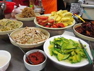 photo,material,free,landscape,picture,stock photo,Creative Commons,Gyeongju market, Namul, An omelet, cucumber, mushroom