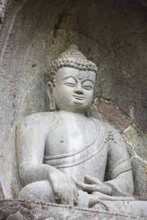 Foto, materiell, befreit, Landschaft, Bild, hat Foto auf Lager,Ein HangzhouLingyingTemple-Bild von Buddha schrieb auf die polierte Klippe, Buddhismus, Ishibotoke, Buddhistisches Bild, Faith