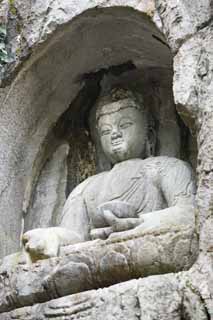 photo,material,free,landscape,picture,stock photo,Creative Commons,A HangzhouLingyingTemple image of Buddha inscribed on the polished cliff, Buddhism, Ishibotoke, Buddhist image, Faith