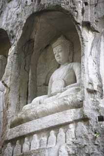 photo,material,free,landscape,picture,stock photo,Creative Commons,A HangzhouLingyingTemple image of Buddha inscribed on the polished cliff, Buddhism, Ishibotoke, Buddhist image, Faith