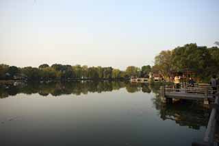 foto,tela,gratis,paisaje,fotografa,idea,Tres piscinas reflejar la luna, Una glorieta, Saiko, Superficie de un lago, Puente nueve piezas