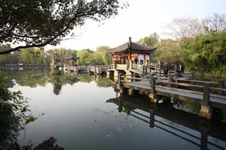 photo,material,free,landscape,picture,stock photo,Creative Commons,Three Pools Mirroring the Moon, An arbor, Saiko, deformed limestone, Nine pieces Bridge