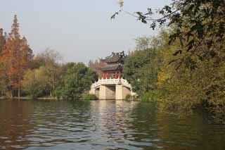 photo, la matire, libre, amnage, dcrivez, photo de la rserve,Une Maison de musique-comme charge, pont, tour de pont, surface d'un lac, pont de pierre