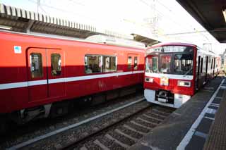 Foto, materieel, vrij, landschap, schilderstuk, bevoorraden foto,Keihin Elektrisch Express tempel gewijd aan Kobo Daishi lijn, Spoorweg, Trein, Kojimashinden, Kawasakidaishi