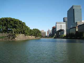 photo,material,free,landscape,picture,stock photo,Creative Commons,Edo-jo Castle, moat, Ishigaki, high-rise building, Marunouchi