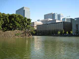 Foto, materiell, befreit, Landschaft, Bild, hat Foto auf Lager,Edo-jo Burg, Wassergraben, Ishigaki, Hochhaus, Marunouchi