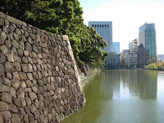 photo,material,free,landscape,picture,stock photo,Creative Commons,Edo-jo Castle, moat, Ishigaki, high-rise building, Marunouchi