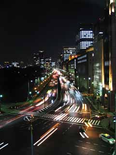 fotografia, materiale, libero il panorama, dipinga, fotografia di scorta,Notte su Hibiya, costruendo, La luce della macchina, attraversando, fossato