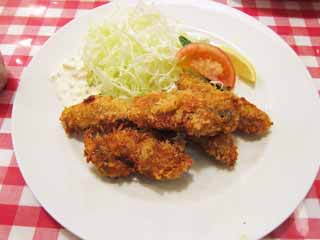 photo,material,free,landscape,picture,stock photo,Creative Commons,Fried oysters, Western food, An oyster, persimmon, shellfish