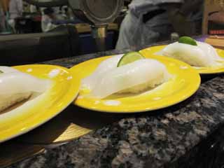 photo,material,free,landscape,picture,stock photo,Creative Commons,Belt-conveyor sushi, Sushi, cuttlefish, Citrus sudachi, Finger sushi