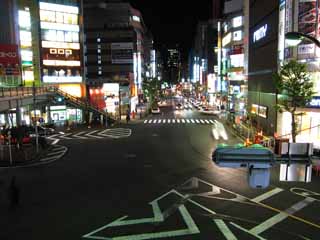 photo,material,free,landscape,picture,stock photo,Creative Commons,A night view of Gotanda, Neon, signboard, signal, crossing