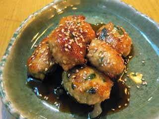 photo,material,free,landscape,picture,stock photo,Creative Commons,Bird tsukune, Japanese food, cock dumpling, Sesame, Sauce