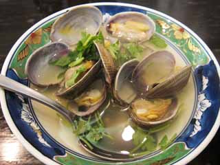 Foto, materieel, vrij, landschap, schilderstuk, bevoorraden foto,Ht bewasemend met het belang van ht klein-necked clam, Jap etenswaar, Klein-necked clam, Asari, Honewort