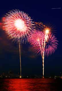 fotografia, materiale, libero il panorama, dipinga, fotografia di scorta,Baia di Tokio il grande fuochi artificiali, fuoco d'artificio, notte, lancio, uno-piede palla di fuoco d'artificio