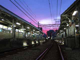 fotografia, materiale, libero il panorama, dipinga, fotografia di scorta,Ikegami colloca, ferrovia, Alla buio, , 