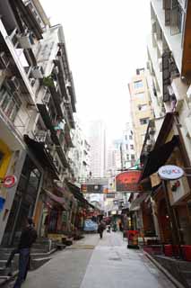 Foto, materieel, vrij, landschap, schilderstuk, bevoorraden foto,Volgens Hong Kong, Boodschappend doend stadsdeel, Signboard, Gebouw, Helling
