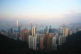 fotografia, materiale, libero il panorama, dipinga, fotografia di scorta,Un grattacielo, Victoria la vetta, Mt. Taihei, Isola di Hong Kong, Nove dragoni