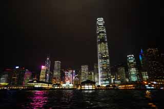 photo,material,free,landscape,picture,stock photo,Creative Commons,The night view of Hong Kong, skyscraper, building, Neon, night view