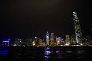 photo,material,free,landscape,picture,stock photo,Creative Commons,The night view of Hong Kong, skyscraper, building, Neon, night view