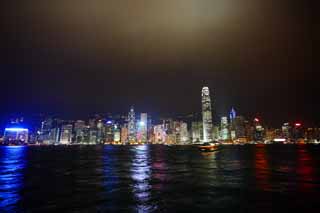 photo,material,free,landscape,picture,stock photo,Creative Commons,The night view of Hong Kong, skyscraper, building, Neon, night view