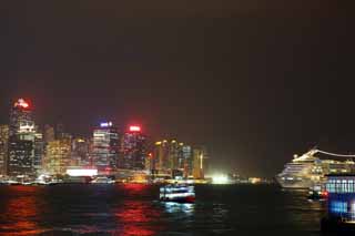 foto,tela,gratis,paisaje,fotografa,idea,La vista de noche de Hong Kong, Rascacielos, Edificio, Nen, Vista de noche