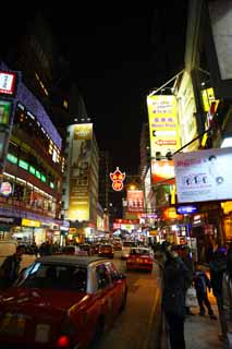 Foto, materieel, vrij, landschap, schilderstuk, bevoorraden foto,Avond Hong Kong, Neon, Opkomst, Winkel, Signboard