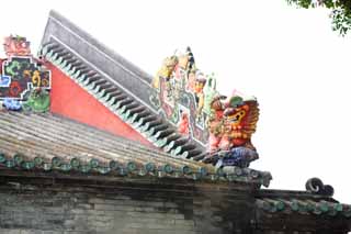 Foto, materieel, vrij, landschap, schilderstuk, bevoorraden foto,Chen Clan Temple, Chinese particuliere handenarbeiden gebouw, Baksteen beeldhouwkunst, Zuidelijk edel, Decoratie