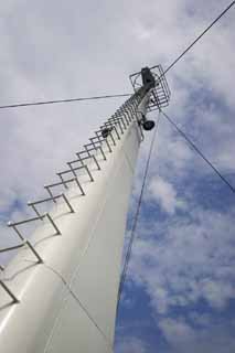 Foto, materieel, vrij, landschap, schilderstuk, bevoorraden foto,Mast wijzende de lucht, Mast, Blauwe lucht, Zee, Schip