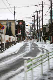 photo,material,free,landscape,picture,stock photo,Creative Commons,A snowy way, road, telephone pole, , 