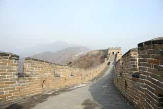 Foto, materieel, vrij, landschap, schilderstuk, bevoorraden foto,Mu Tian Yu Great Wall, Kasteel muur, Uitkijk op een kasteel, De Hsiung-nu, 