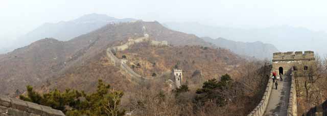 Foto, materieel, vrij, landschap, schilderstuk, bevoorraden foto,Mu Tian Yu Great Wall, Kasteel muur, Uitkijk op een kasteel, De Hsiung-nu, 