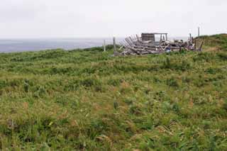 Foto, materiell, befreit, Landschaft, Bild, hat Foto auf Lager,Ruiniertes Haus im nrdlichen Ende, verlassenes Haus, wst, unheimlich, 