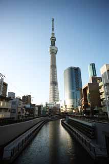 photo,material,free,landscape,picture,stock photo,Creative Commons,River and sky tree, An electric wave tower, sightseeing spot, tower, blue sky