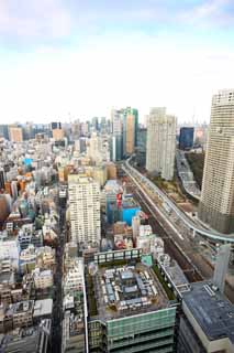 fotografia, material, livra, ajardine, imagine, proveja fotografia,Panorama de Tquio, construindo, A rea de centro da cidade, Shiodome, O Shinkansen