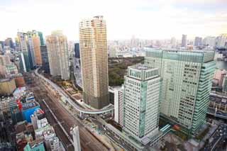 Foto, materiell, befreit, Landschaft, Bild, hat Foto auf Lager,Tokyo-Rundblick, Gebude, Das Stadtzentrumsgebiet, Shiodome, Hochhauswohnung