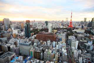 Foto, materiell, befreit, Landschaft, Bild, hat Foto auf Lager,Tokyo-Rundblick, Gebude, Das Stadtzentrumsgebiet, Tokyo-Turm, Toranomon