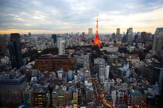 photo,material,free,landscape,picture,stock photo,Creative Commons,Tokyo night view, building, The downtown area, Tokyo Tower, Toranomon