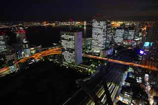 fotografia, materiale, libero il panorama, dipinga, fotografia di scorta,Tokio vista serale, costruendo, L'area del centro, Odaiba, Il porto di Tokio