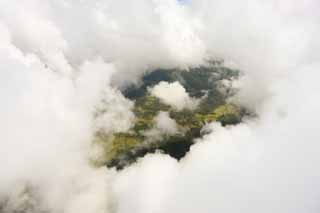 Foto, materieel, vrij, landschap, schilderstuk, bevoorraden foto,Hawaii Eiland luchtfotografie, Wolk, Woud, Grassig duidelijk, Luchthaven