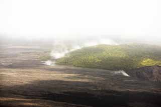 photo,material,free,landscape,picture,stock photo,Creative Commons,Hawaii Island aerial photography, Lava, The crater, crack in the ground, forest fire