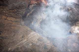 Foto, materiell, befreit, Landschaft, Bild, hat Foto auf Lager,Mt. Kilauea, Lava, Der Krater, Puu Oo, Rauch