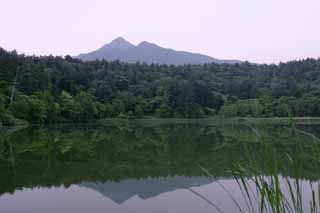Foto, materieel, vrij, landschap, schilderstuk, bevoorraden foto,Morgen Himenuma Pond, Wateroppervlak, Berg, Lucht, Himenumpond